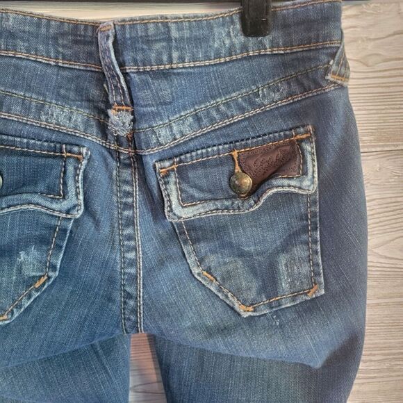 Stitch's Jeans Womens Distressed Skinny SZ 25 or 0 Totem Pants Medium Wash - Picture 4 of 5